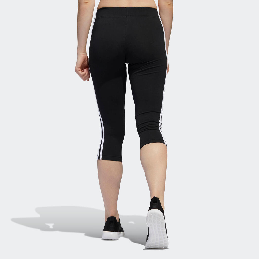 Women's Cotton Cropped Bottoms Essentials Three Stripes - Black