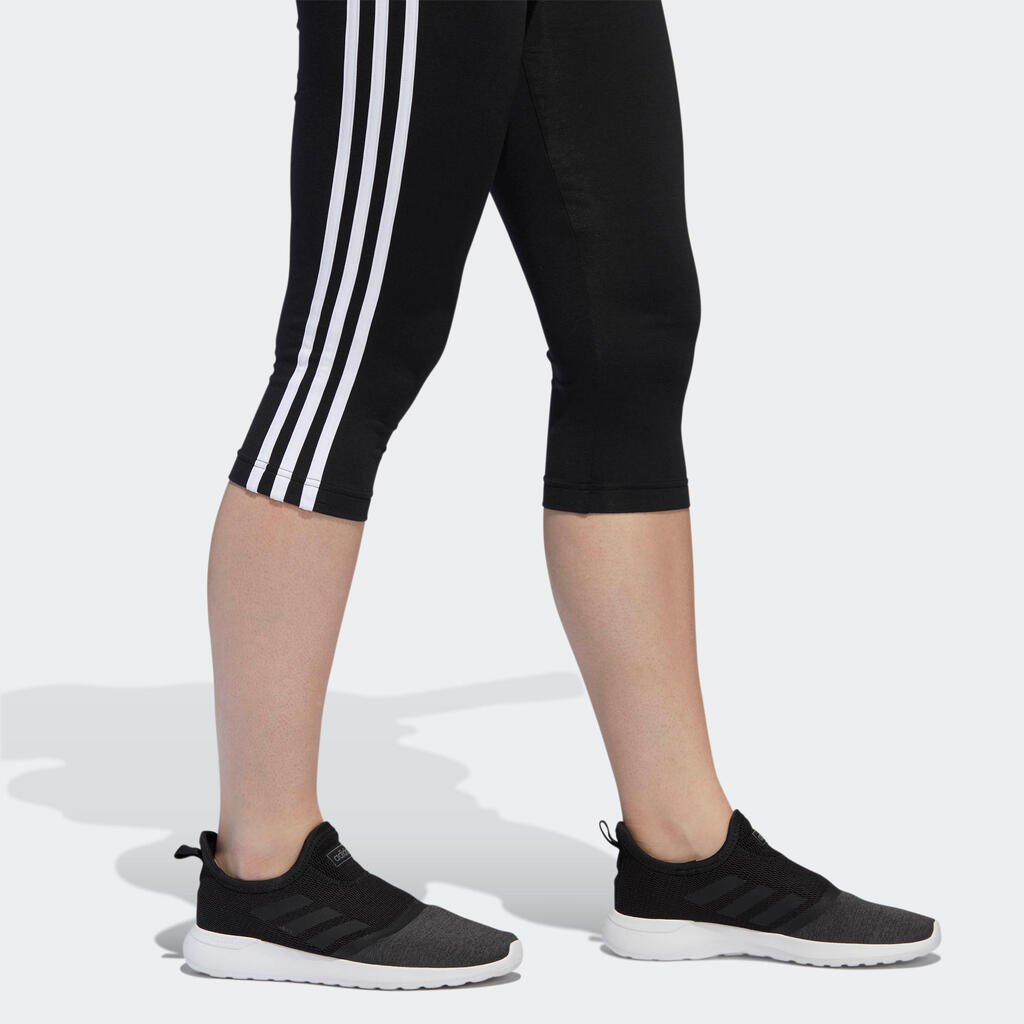 Women's Cotton Cropped Bottoms Essentials Three Stripes - Black