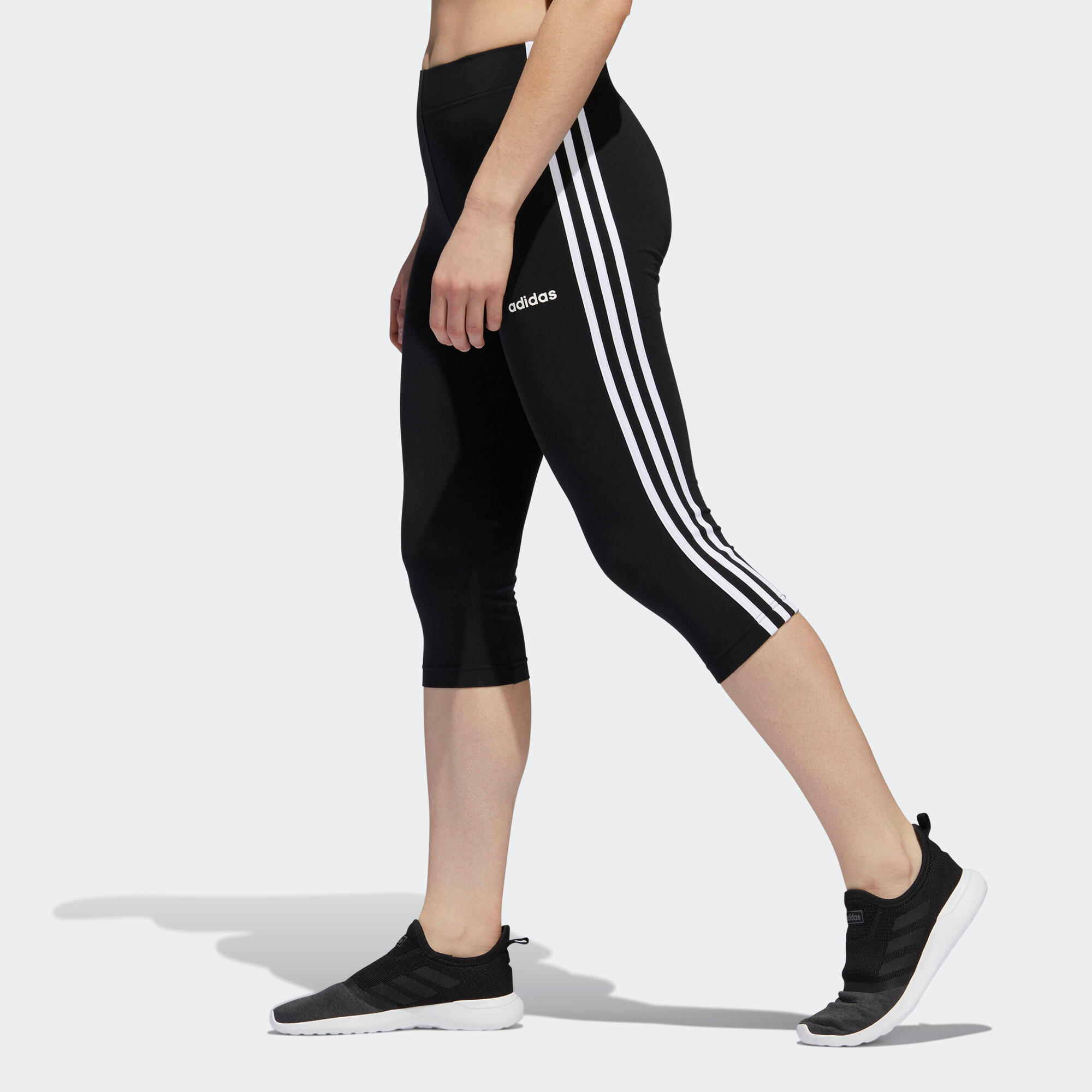 ADIDAS Women's Cotton Cropped Bottoms Essentials Three Stripes - Black