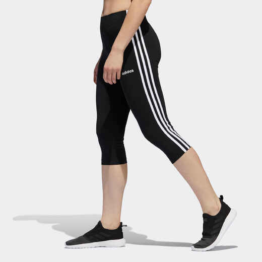 
      Women's Cotton Cropped Bottoms Essentials Three Stripes - Black
  