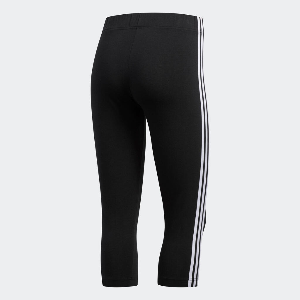 Women's Cotton Cropped Bottoms Essentials Three Stripes - Black