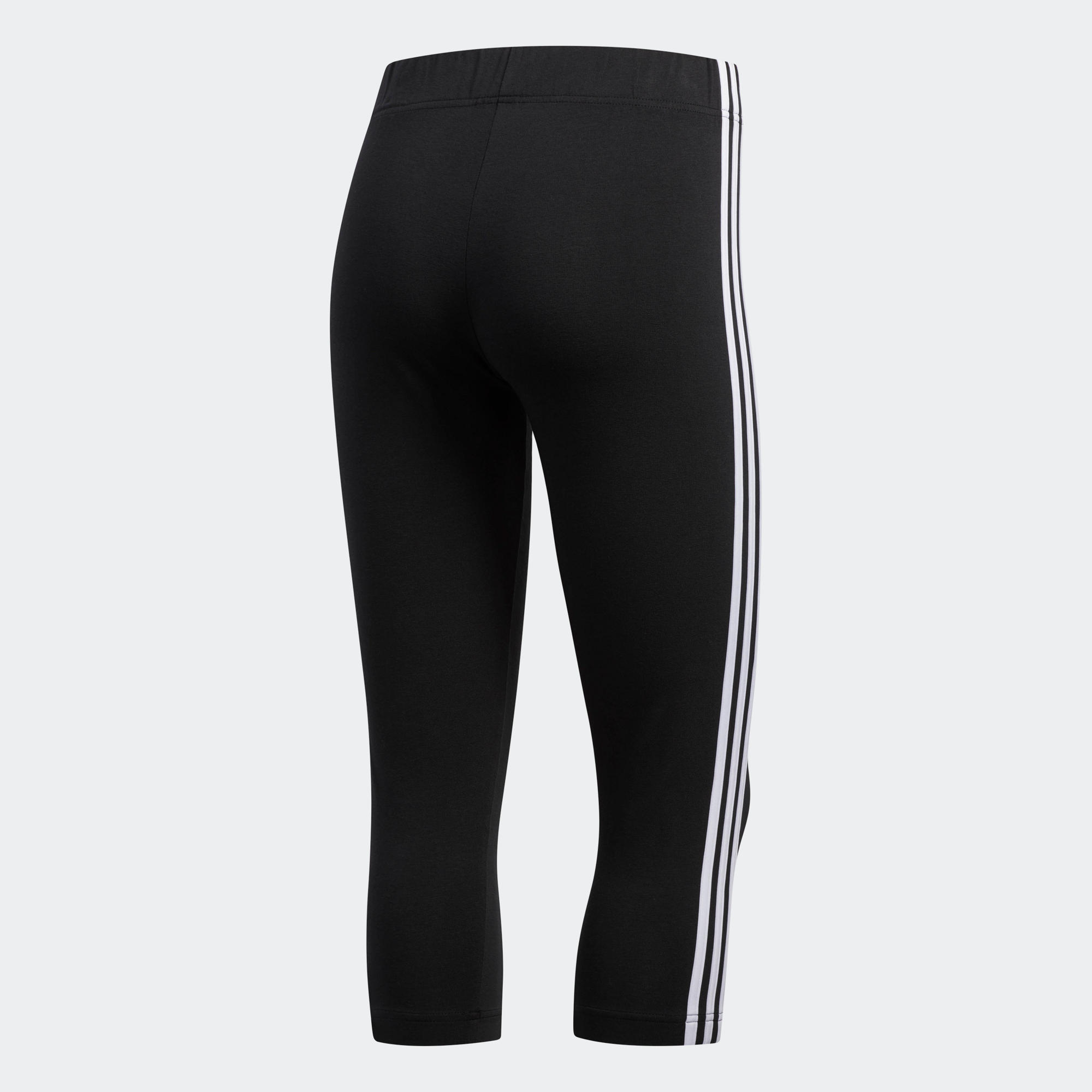 Women's Cotton Cropped Bottoms Essentials Three Stripes - Black 9/9