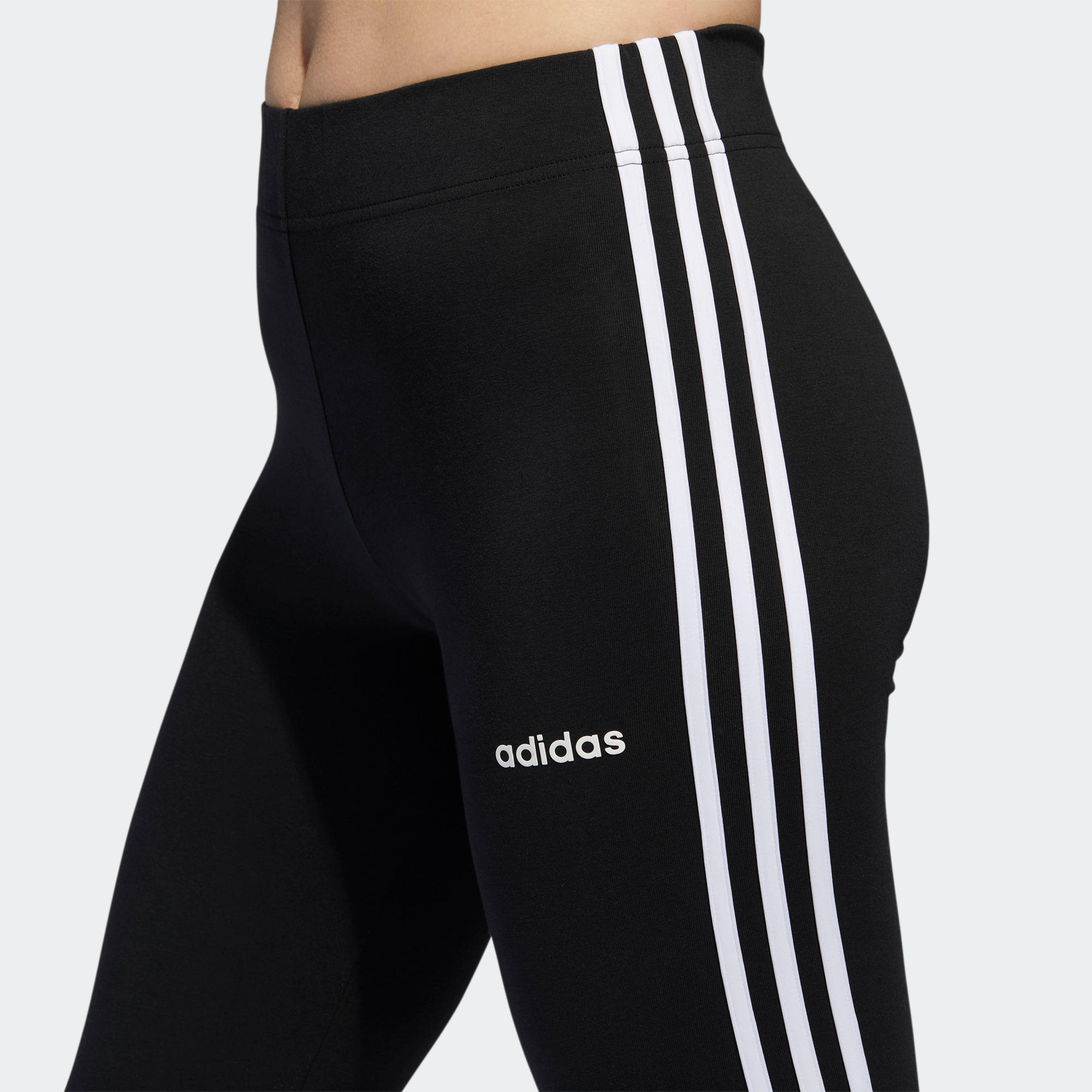 Women's Cotton Cropped Bottoms Essentials Three Stripes - Black 5/9