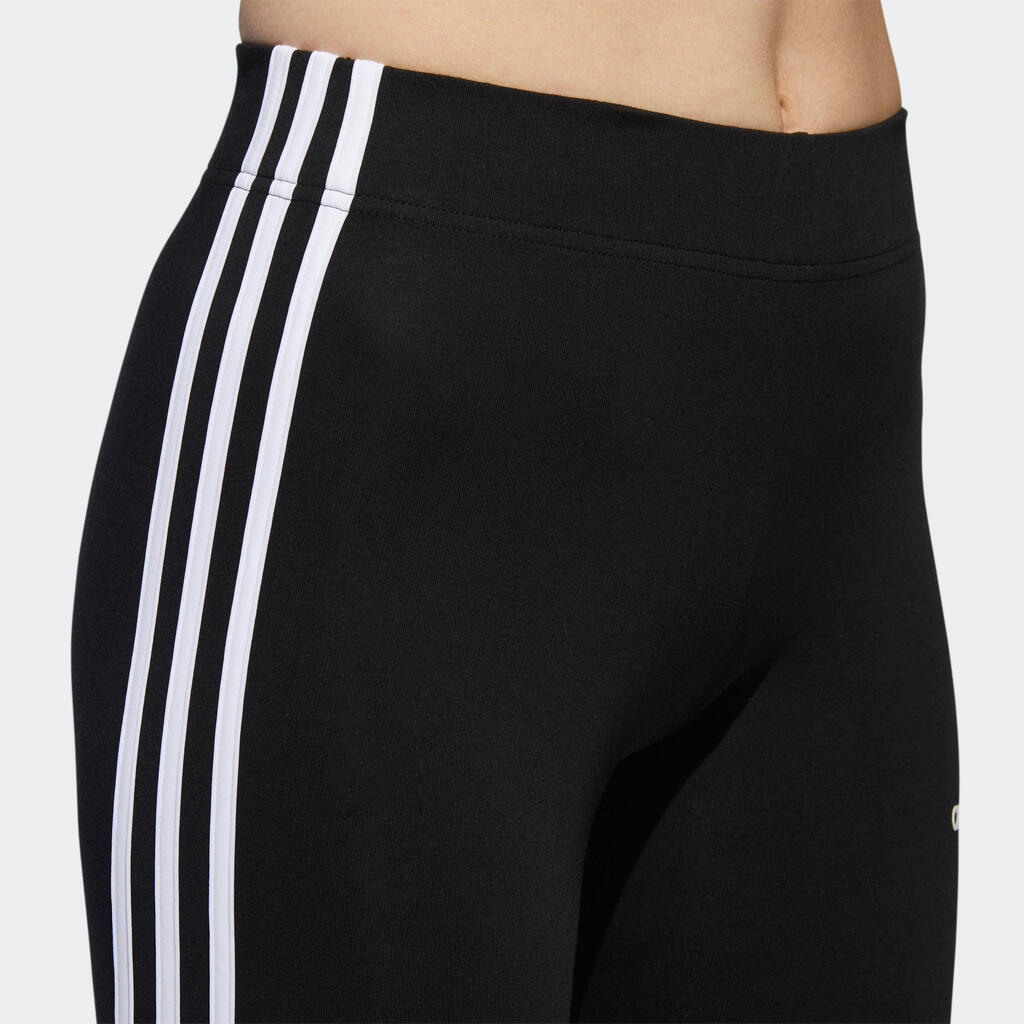 Women's Cotton Cropped Bottoms Essentials Three Stripes - Black