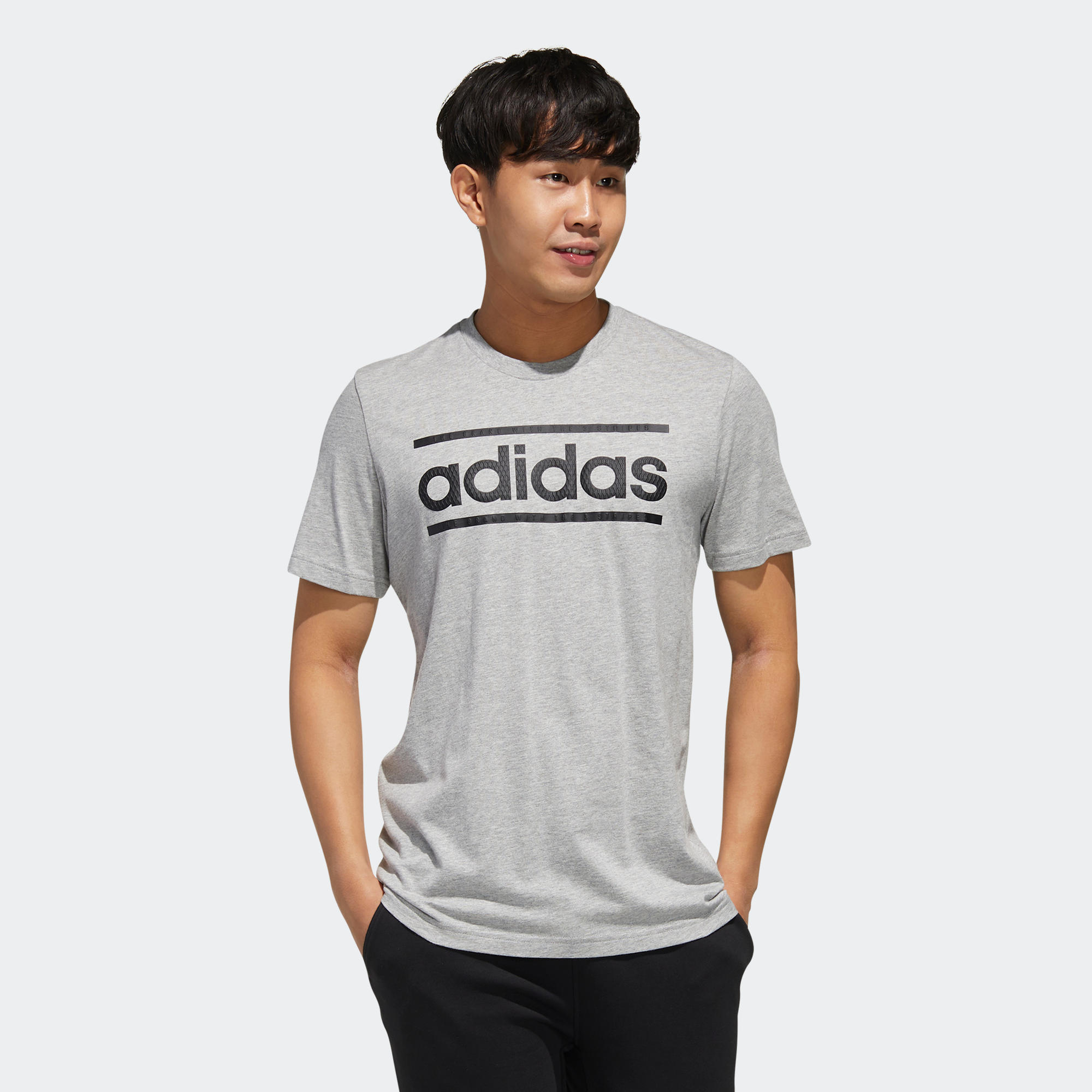 camiseta adidas gris hombre