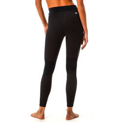 WOMEN'S ANTI-UV SURFING LEGGINGS 900 with NEOPRENE cutouts - BLACK