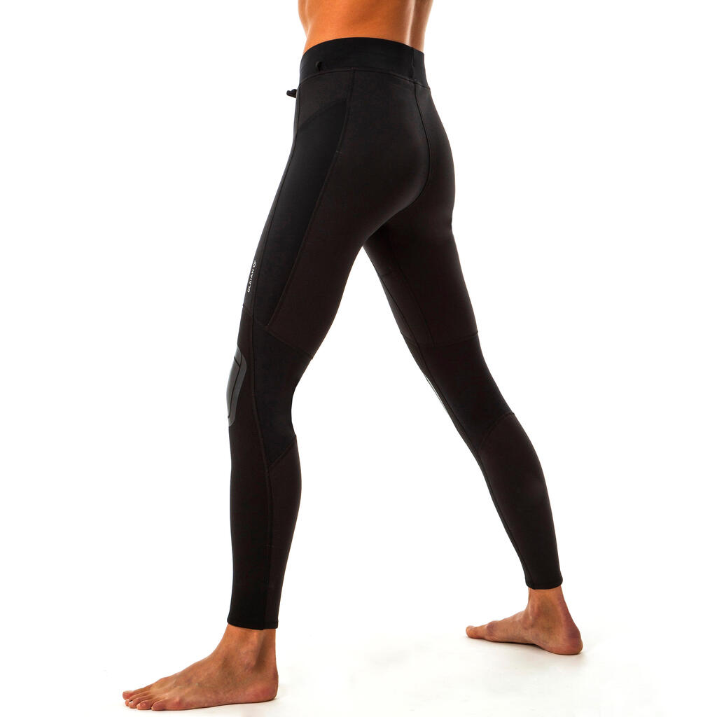 WOMEN'S ANTI-UV SURFING LEGGINGS 900 with NEOPRENE cutouts - BLACK