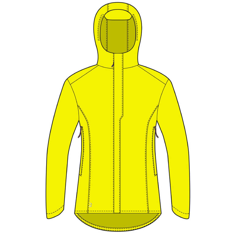 Jaket Antiair Wanita 100 Urban Cycling - Kuning Neon