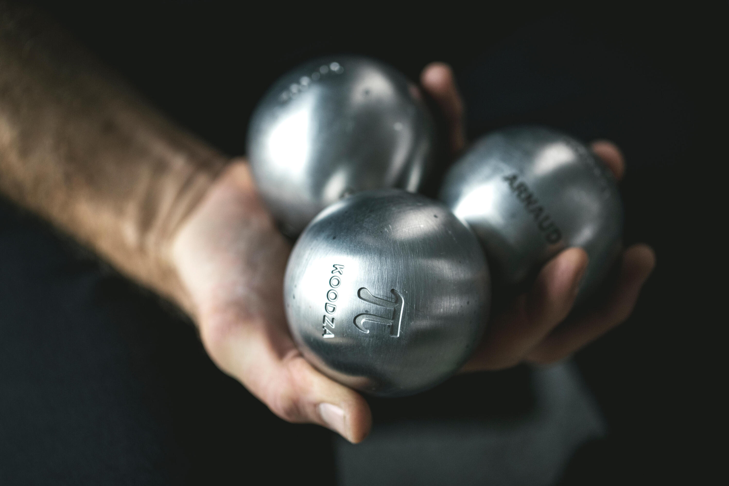 Polotvrdé turnajové koule na pétanque z nerezové ocele 3 ks 13/16