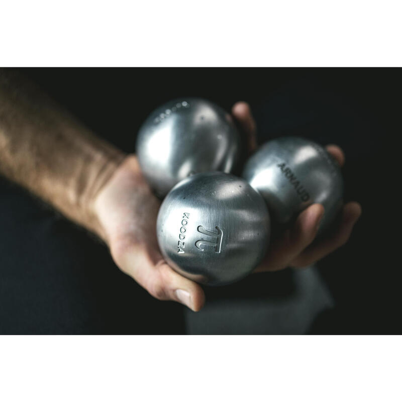 3 boules de pétanque homologuées compétition demi-tendres PI acier inox