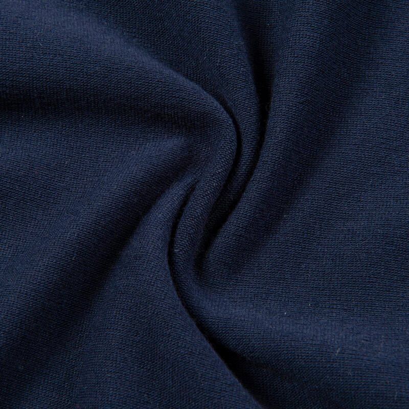 男童寬版輕盈透氣棉質健身長褲500 - 軍藍色