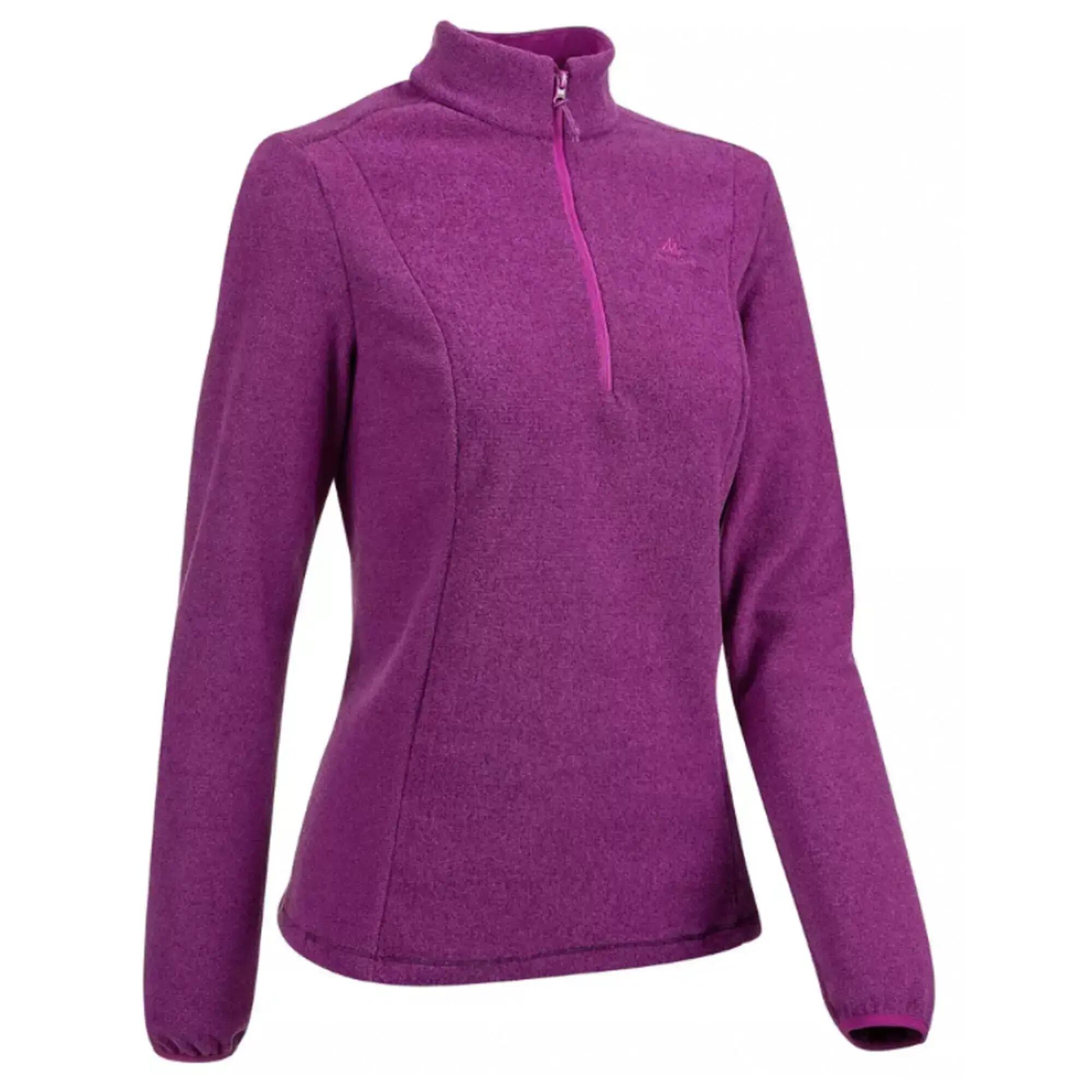 Women’s mountain hiking fleece jacket, MH100 - Purple 3/4