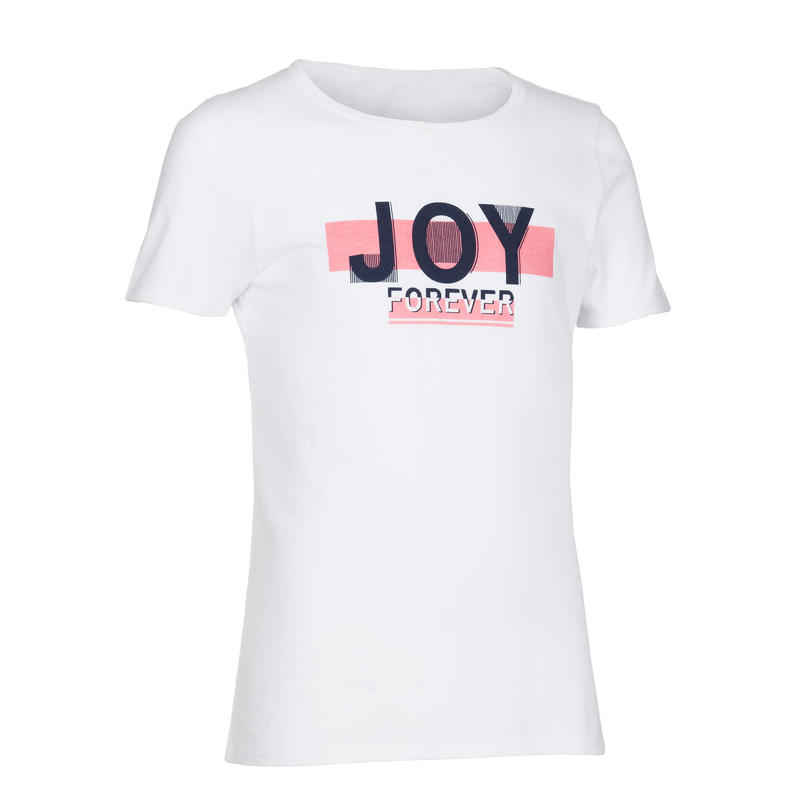 Girls' Short-Sleeved Gym T-Shirt 100 - White/Print