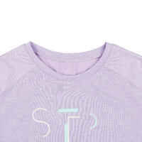 Girls' Breathable Short-Sleeved Gym T-Shirt 500 - Purple Print