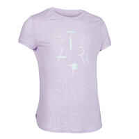 Girls' Breathable Short-Sleeved Gym T-Shirt 500 - Purple Print