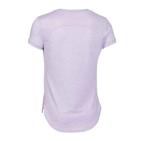 Girls' Breathable Short-Sleeved Gym T-Shirt 500 - Purple Print