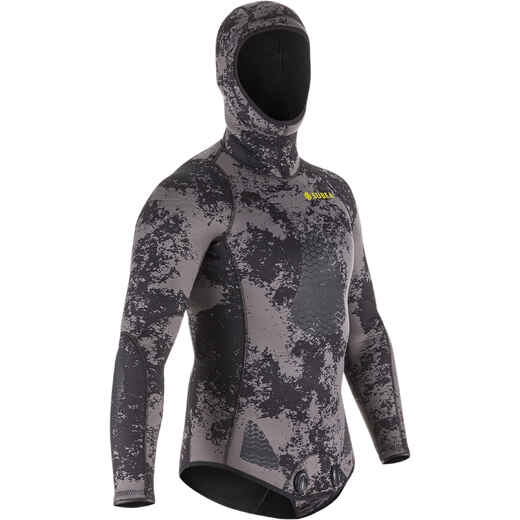 
      Men's spearfishing jacket 5 mm neoprene SPF 540 grey camouflage
  