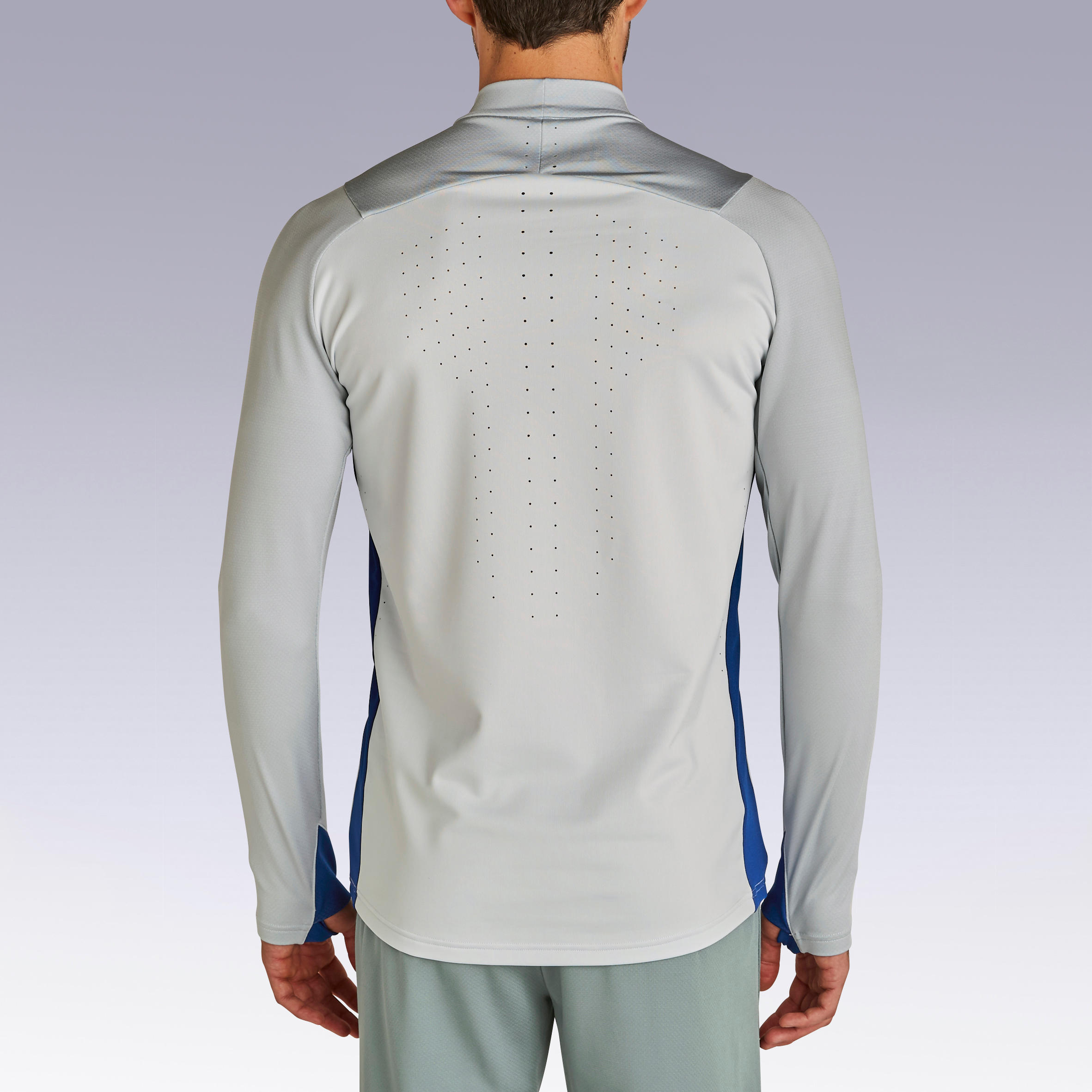 Camisola de Futebol TRAXIUM Meio-Fecho Adulto Cinza Claro e Azul 5/16