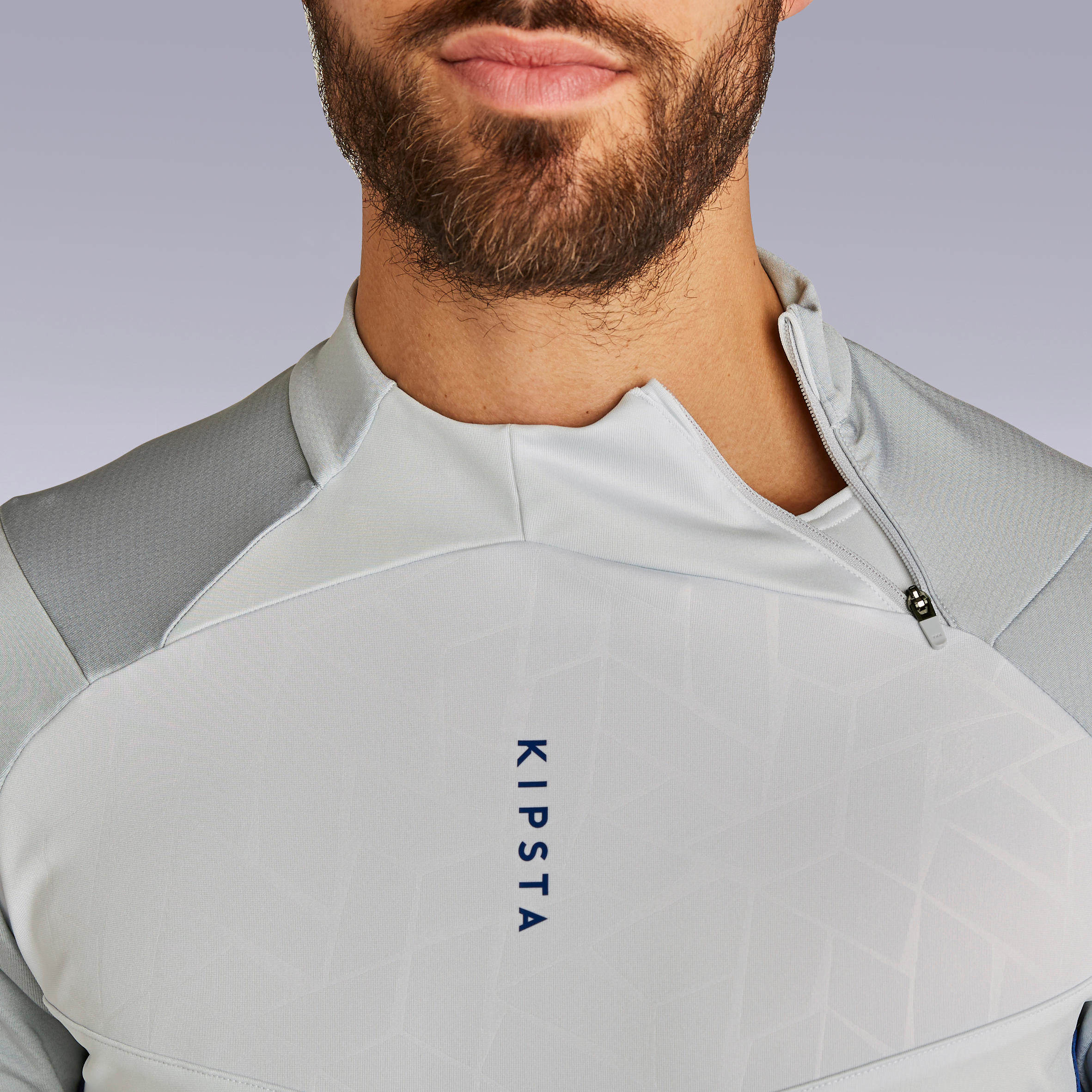 Camisola de Futebol TRAXIUM Meio-Fecho Adulto Cinza Claro e Azul 6/16