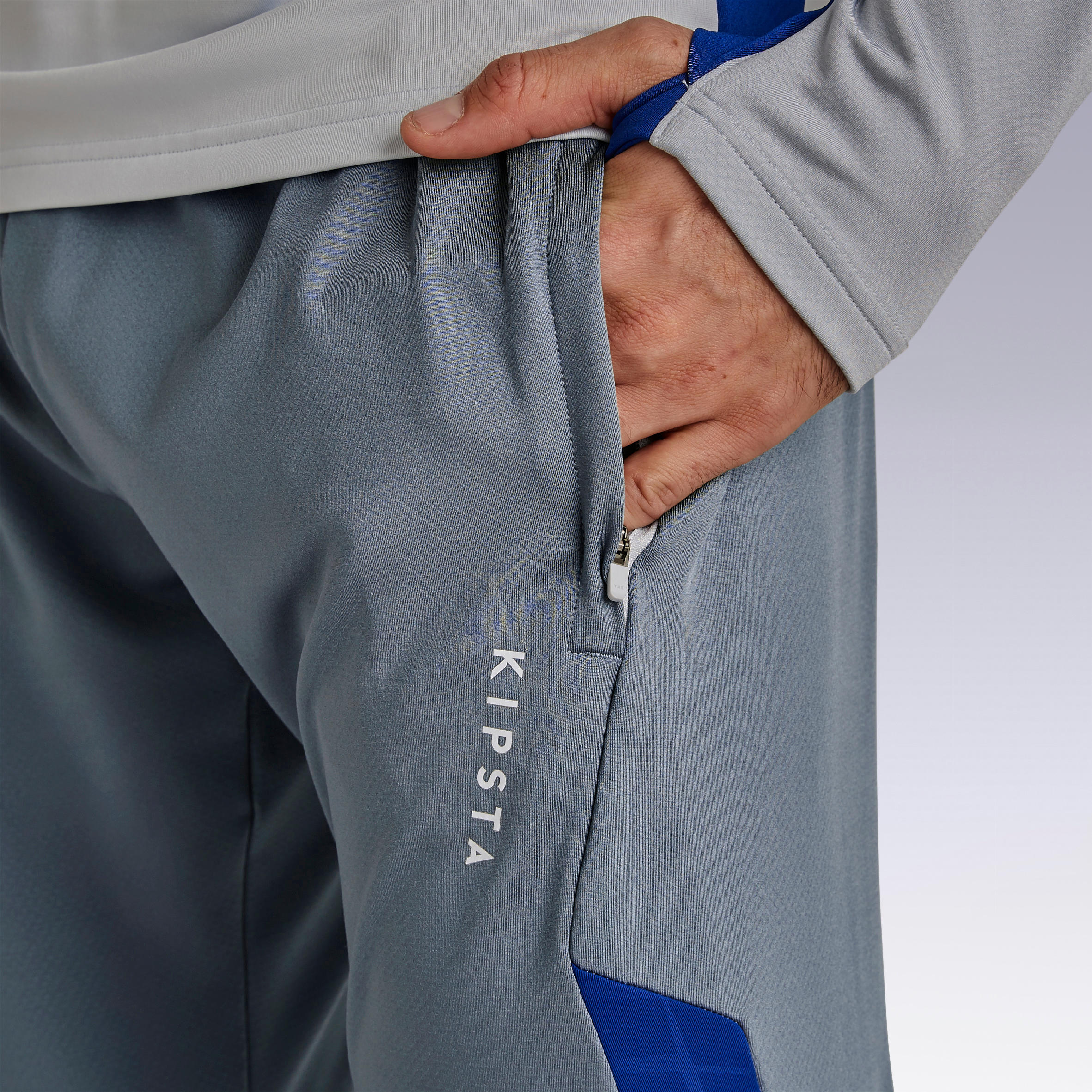 Pantalons de xandall Futbol Adult Kipsta T540 gris blau 7/13