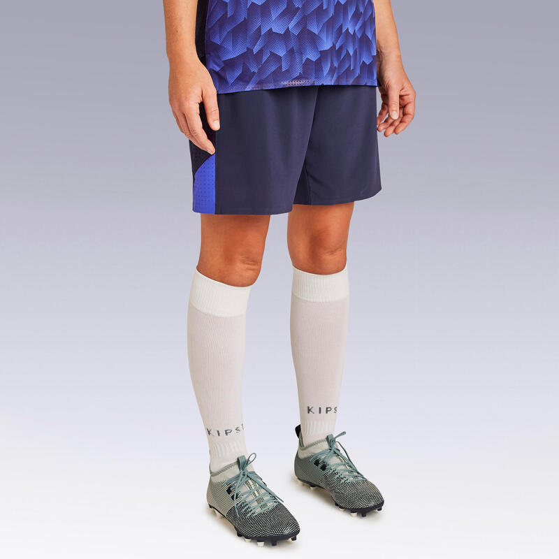 Short de football femme F900 bleu.