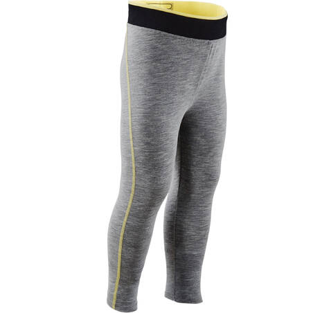 Legging Senam Bayi Perempuan 500 - Mid Grey/Kuning