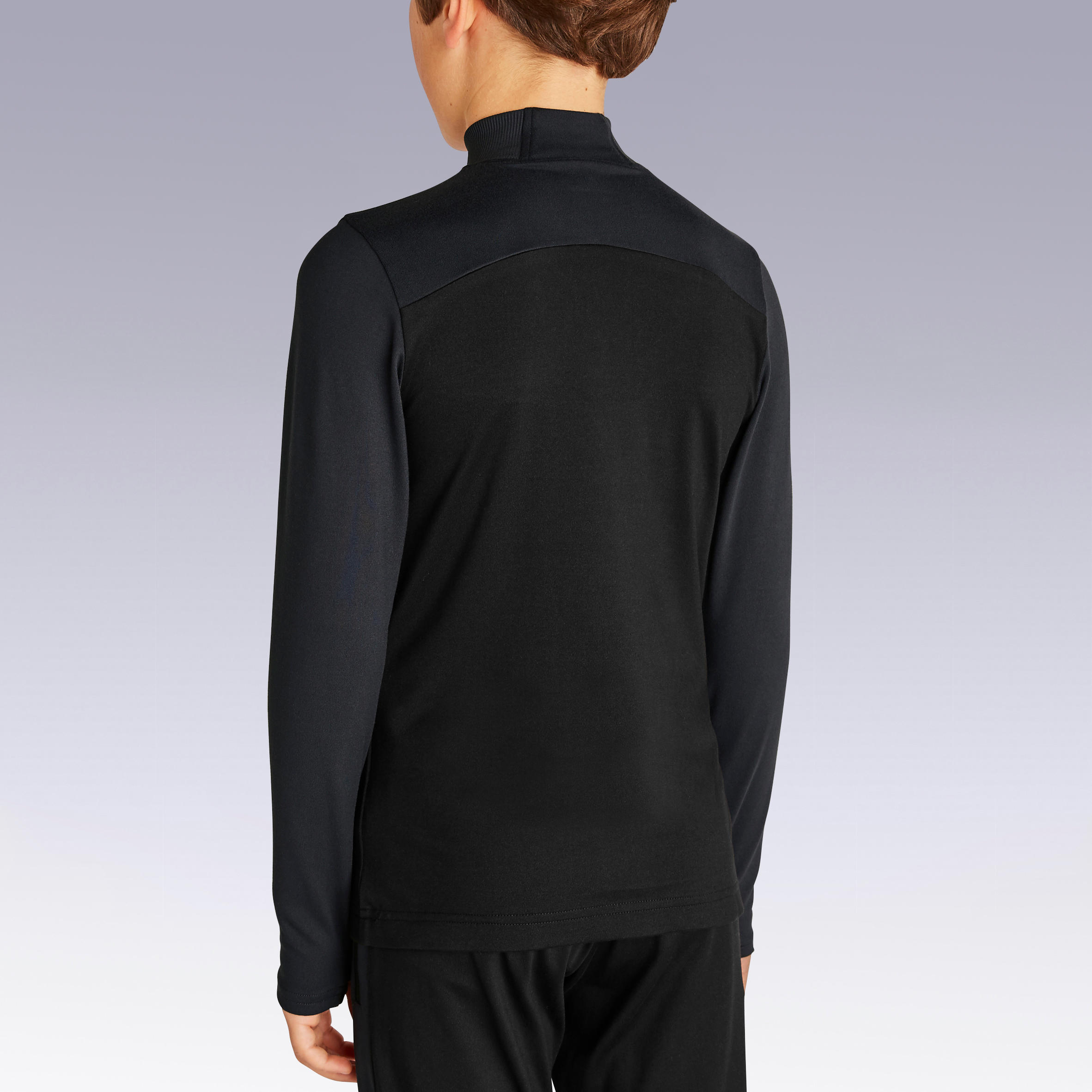 Kids' Football Half-Zip Training Sweatshirt T500 - Black/Grey 3/14
