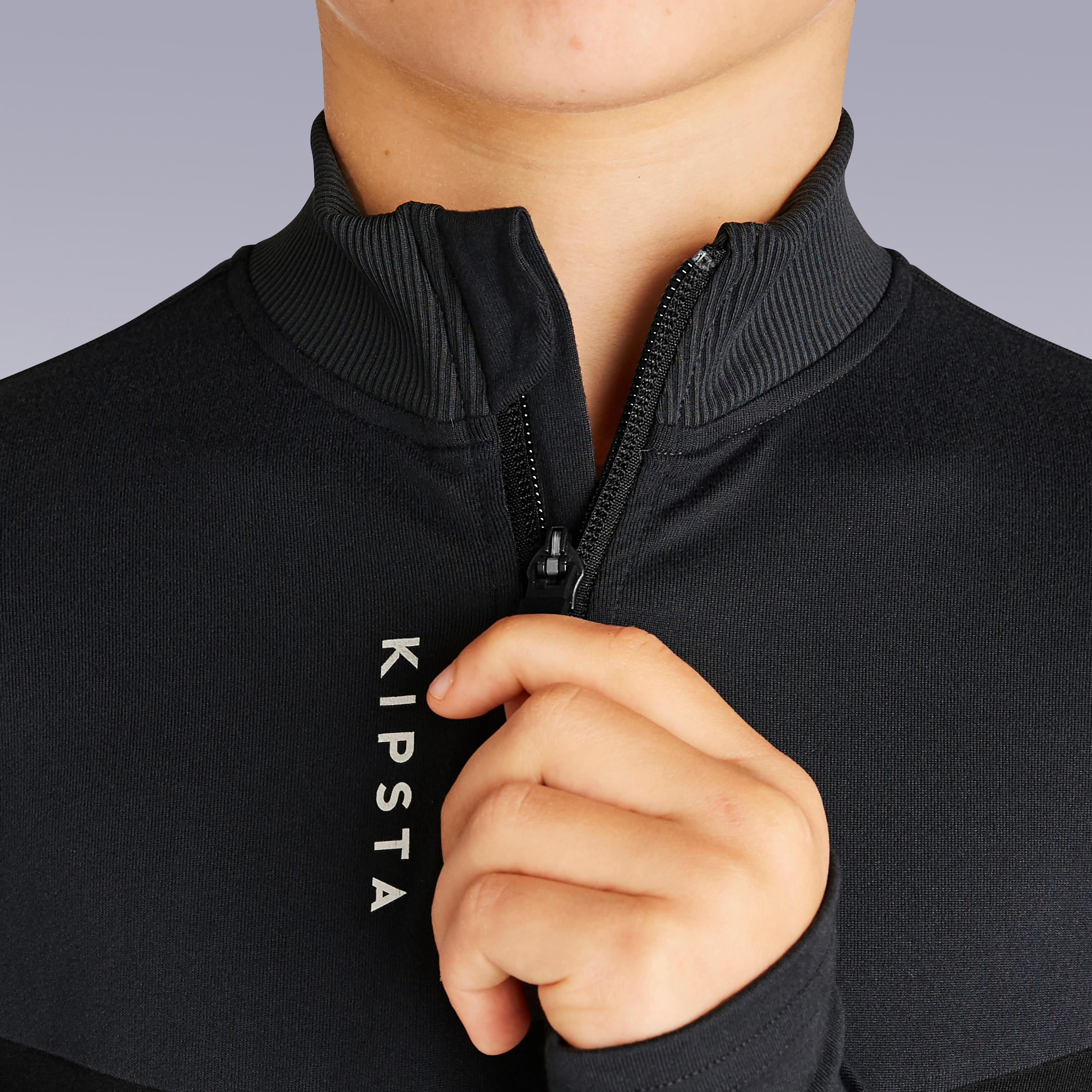 Kids' Football Half-Zip Training Sweatshirt T500 - Black/Grey 6/14