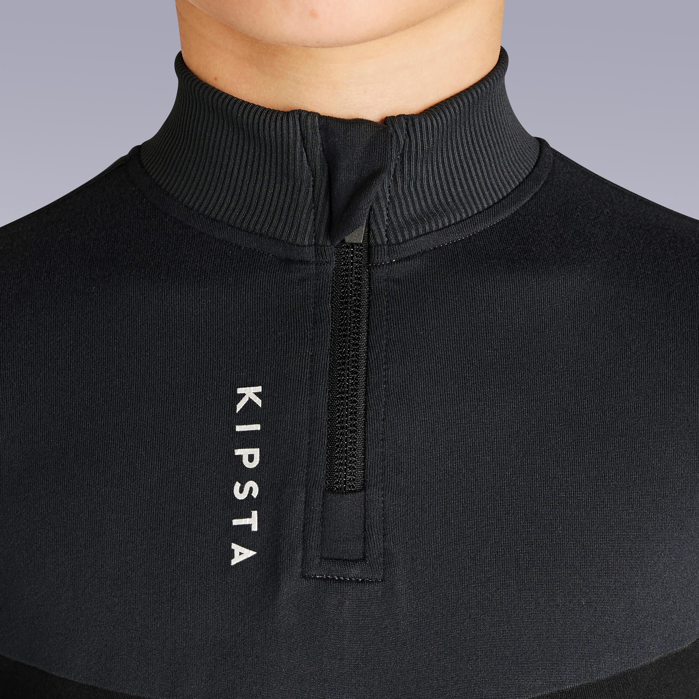 Kids' Football Half-Zip Training Sweatshirt T500 - Black/Grey 5/14