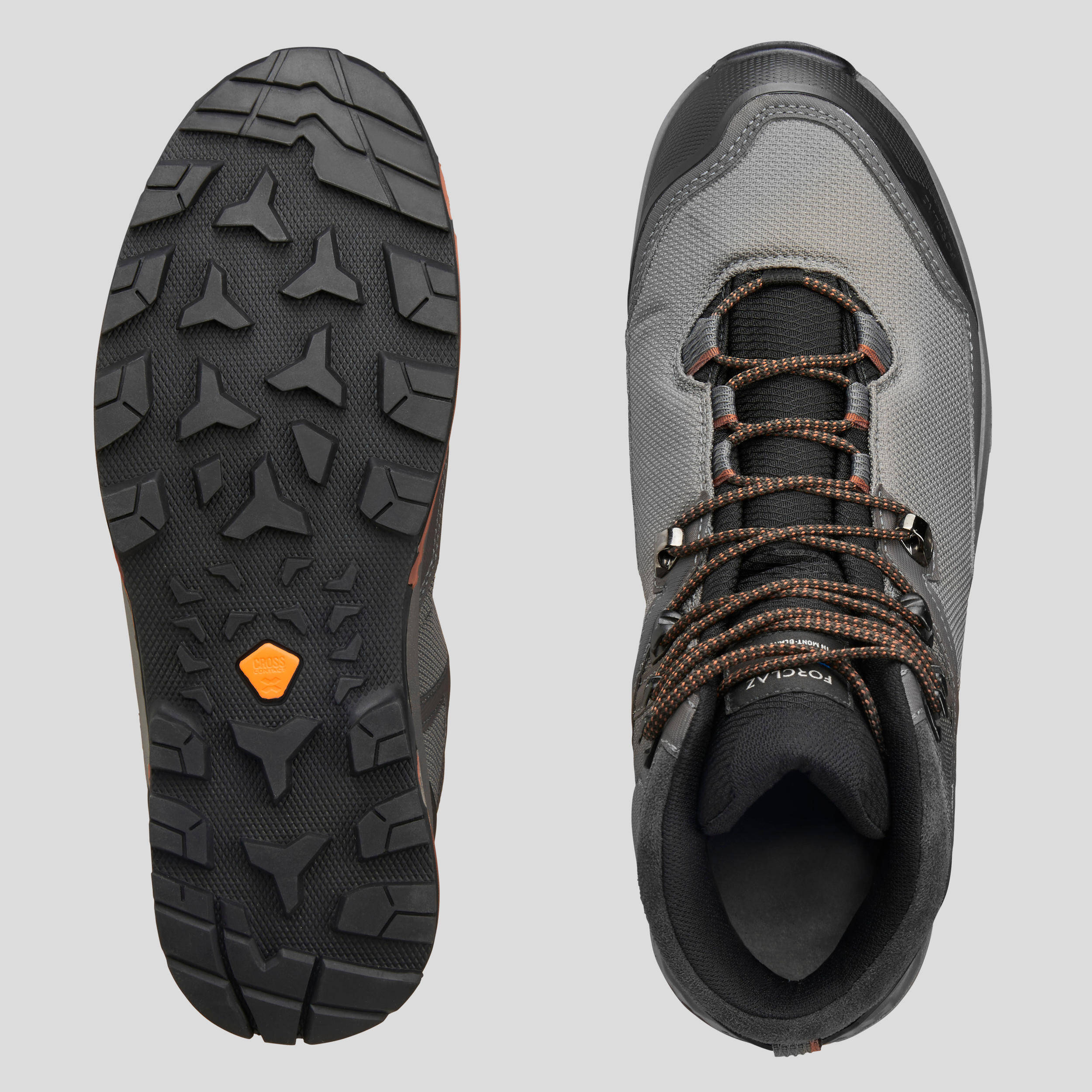 Men Waterproof Leather Trekking Boots - MT100 TEX Grey -  3