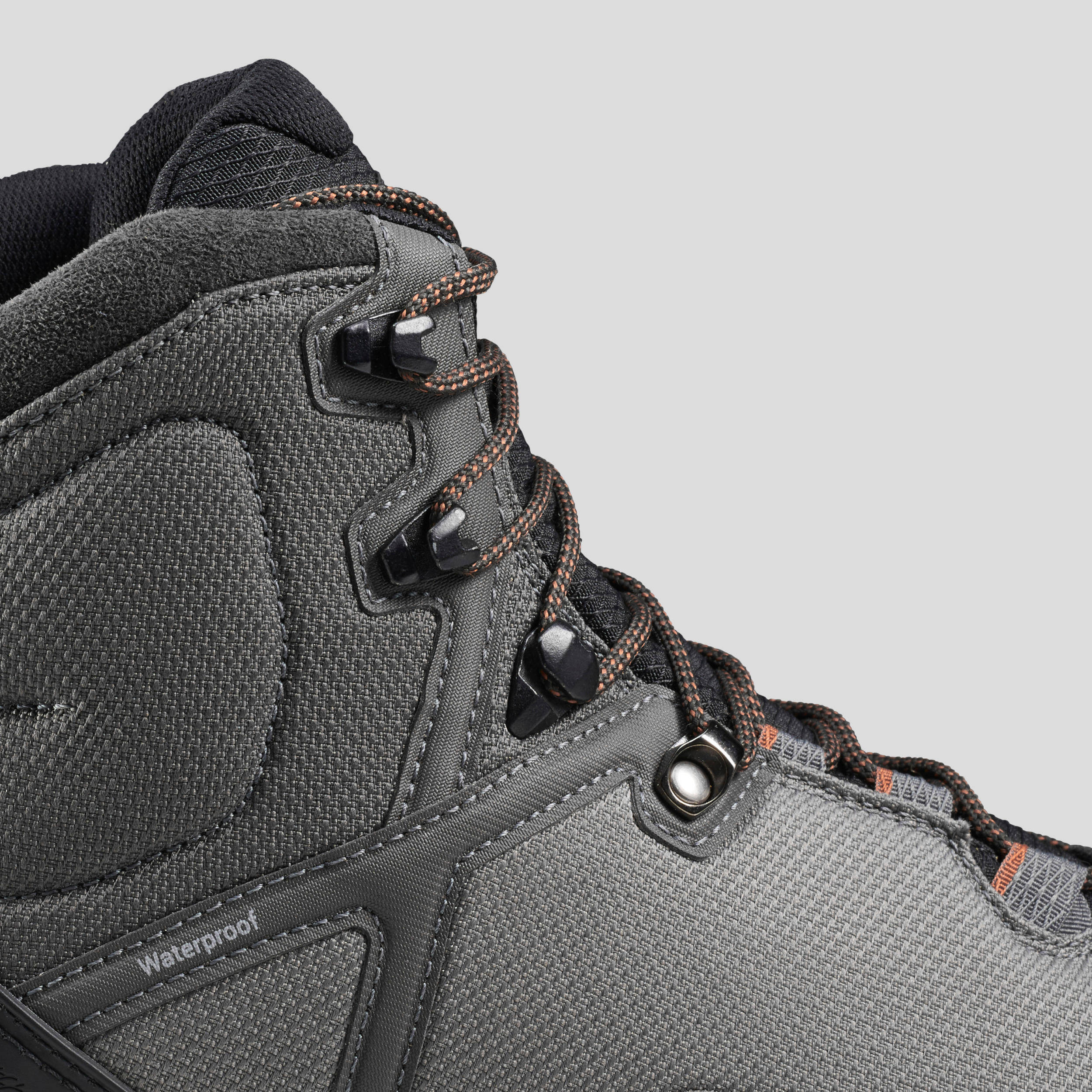 Men Waterproof Leather Trekking Boots - MT100 TEX Grey -  5