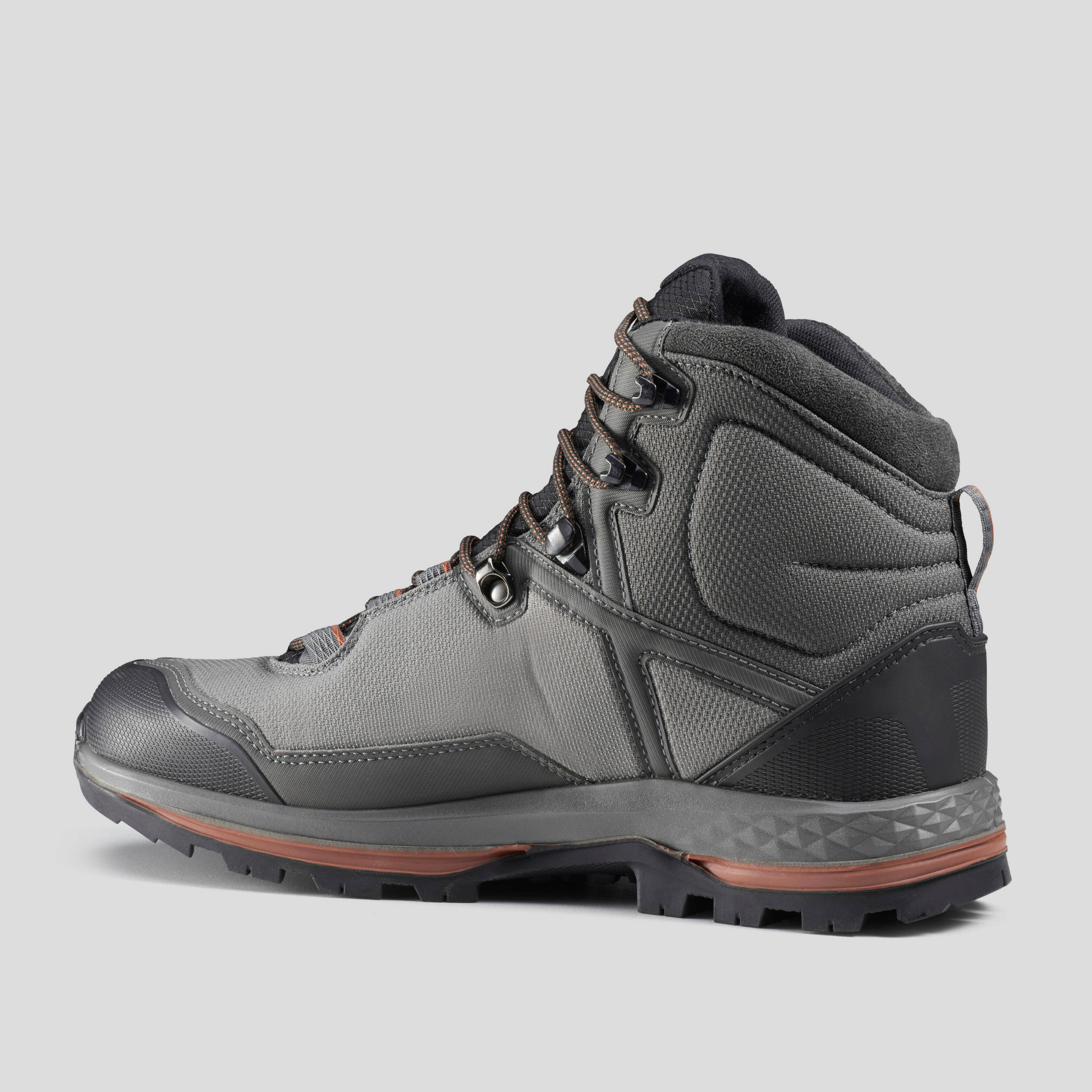 Men Waterproof Leather Trekking Boots - MT100 TEX Grey -  2
