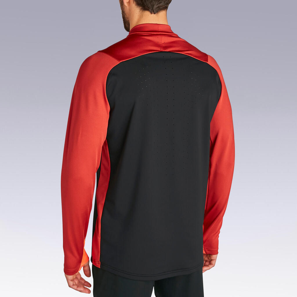 Adult 1/2 Zip Football Sweatshirt Traxium - Black/Red