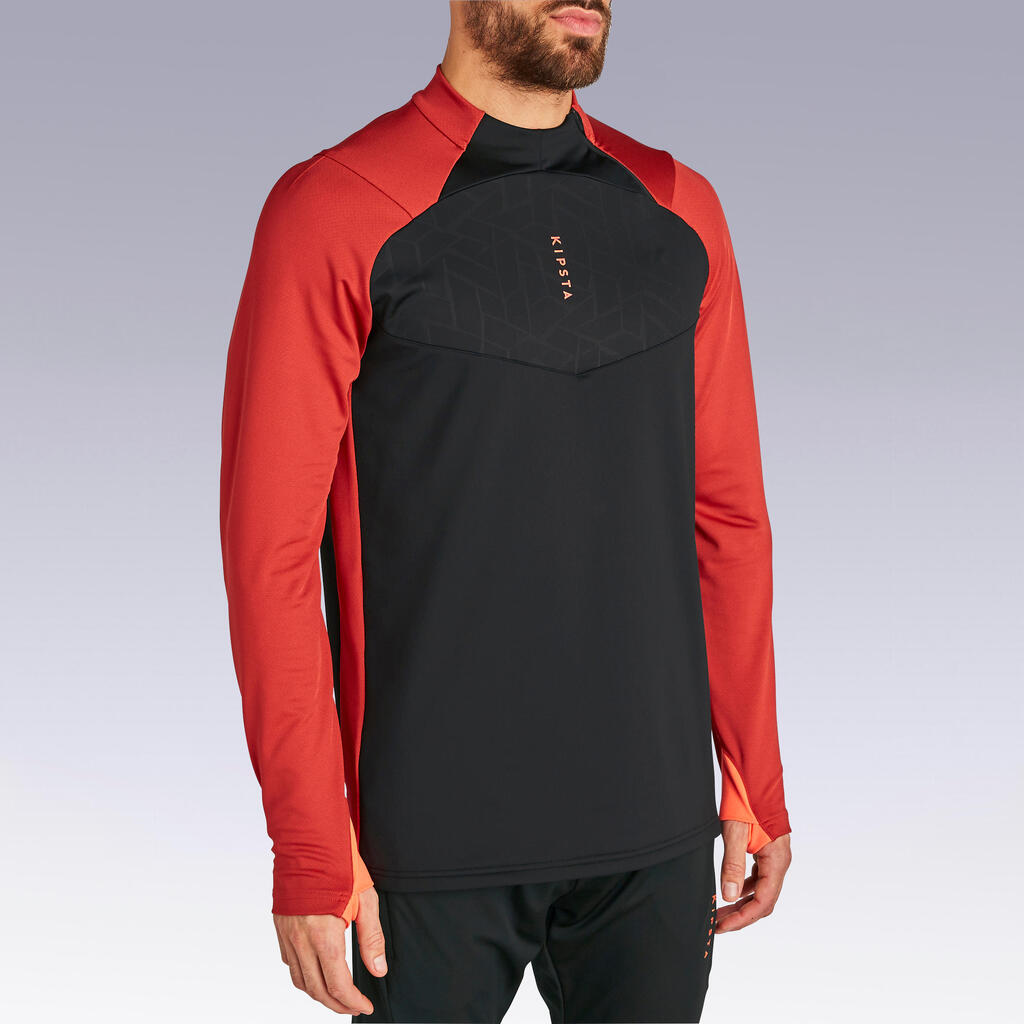 Adult 1/2 Zip Football Sweatshirt Traxium - Black/Red