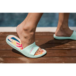 Kids' Pool Sandals Slap 500 - Palm Green Coral
