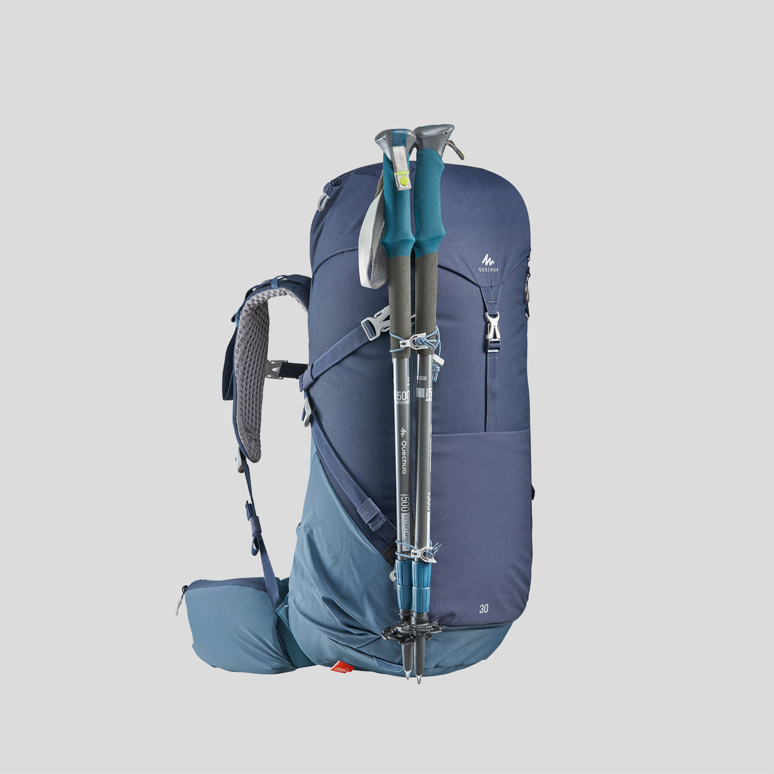 Sac à dos de randonnée de 30 L - MH 500 - Bleu foncé, Gris tempête -  Quechua - Décathlon