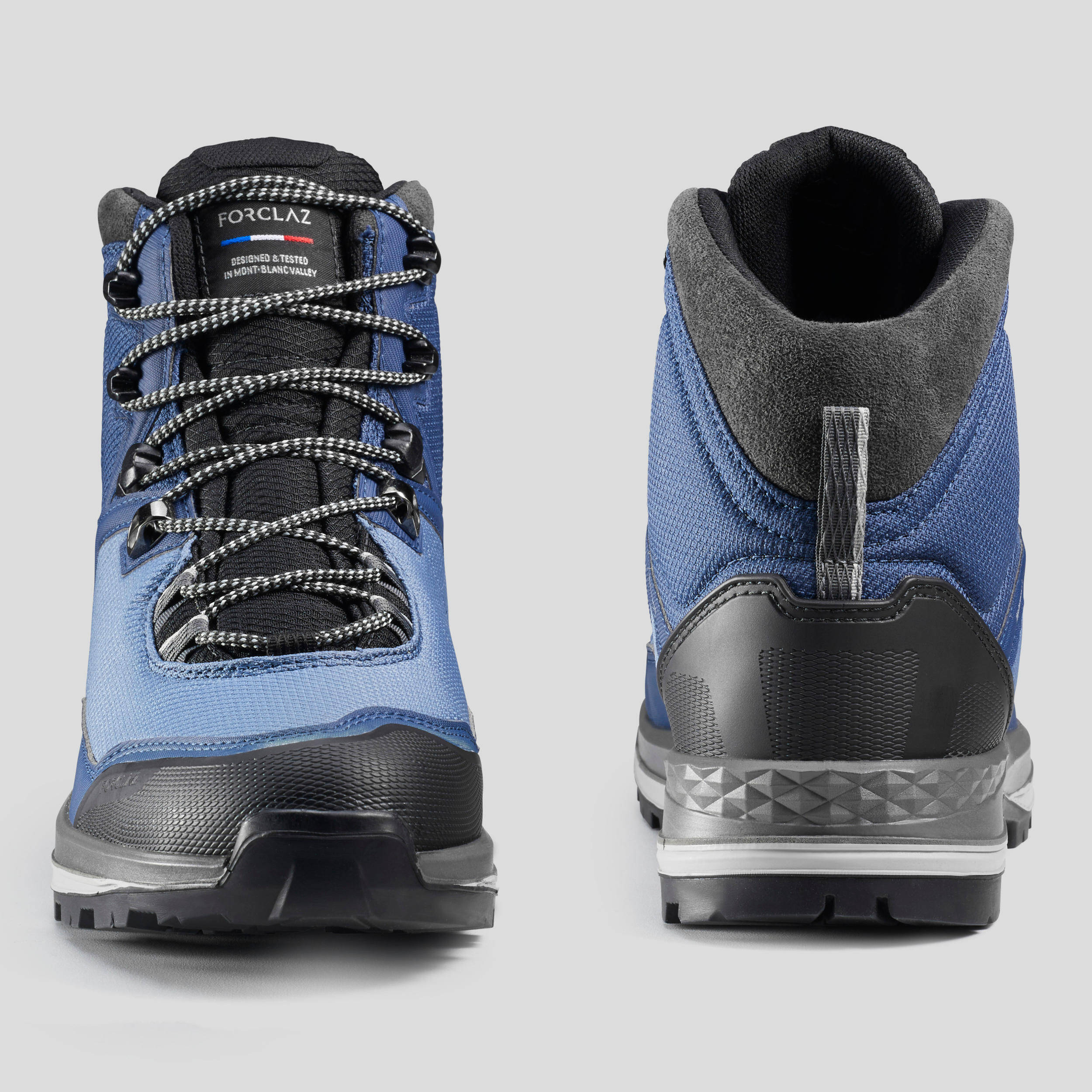 Women Waterproof Leather Trekking Boots MT100 TEX Blue Grey -  5