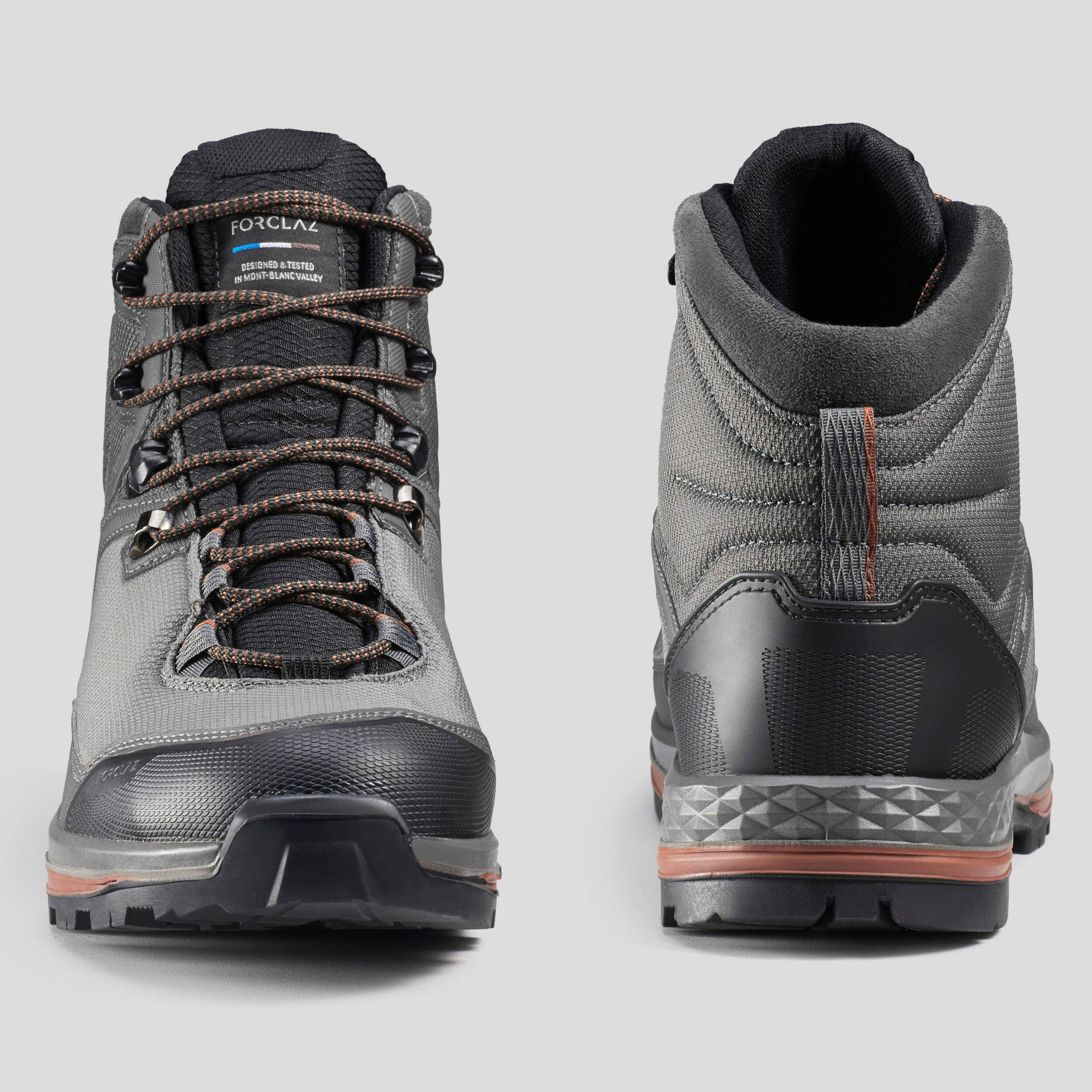 Men Waterproof Leather Trekking Boots - MT100 TEX Grey -  4