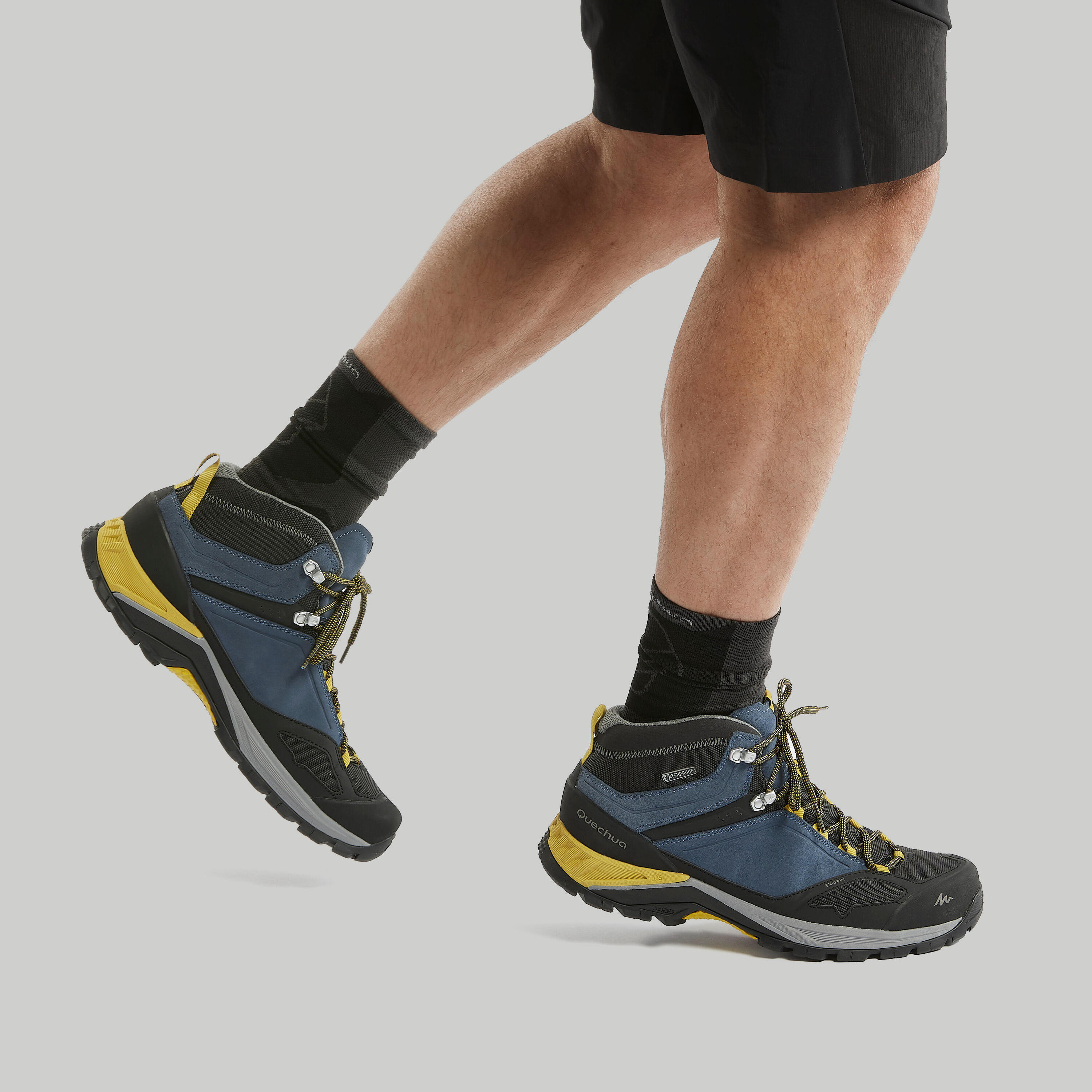 Men's waterproof mountain walking shoes - MH500 Mid - Blue/Yellow 4/4