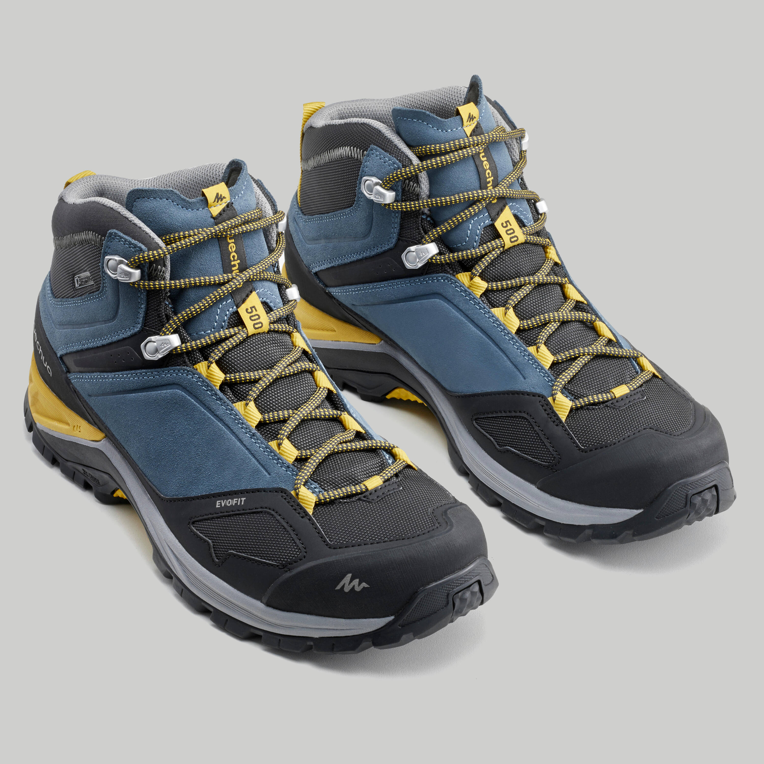 Men's Hiking Shoe WATERPROOF (Mid Ankle) MH500 - Blue/Yellow -  5