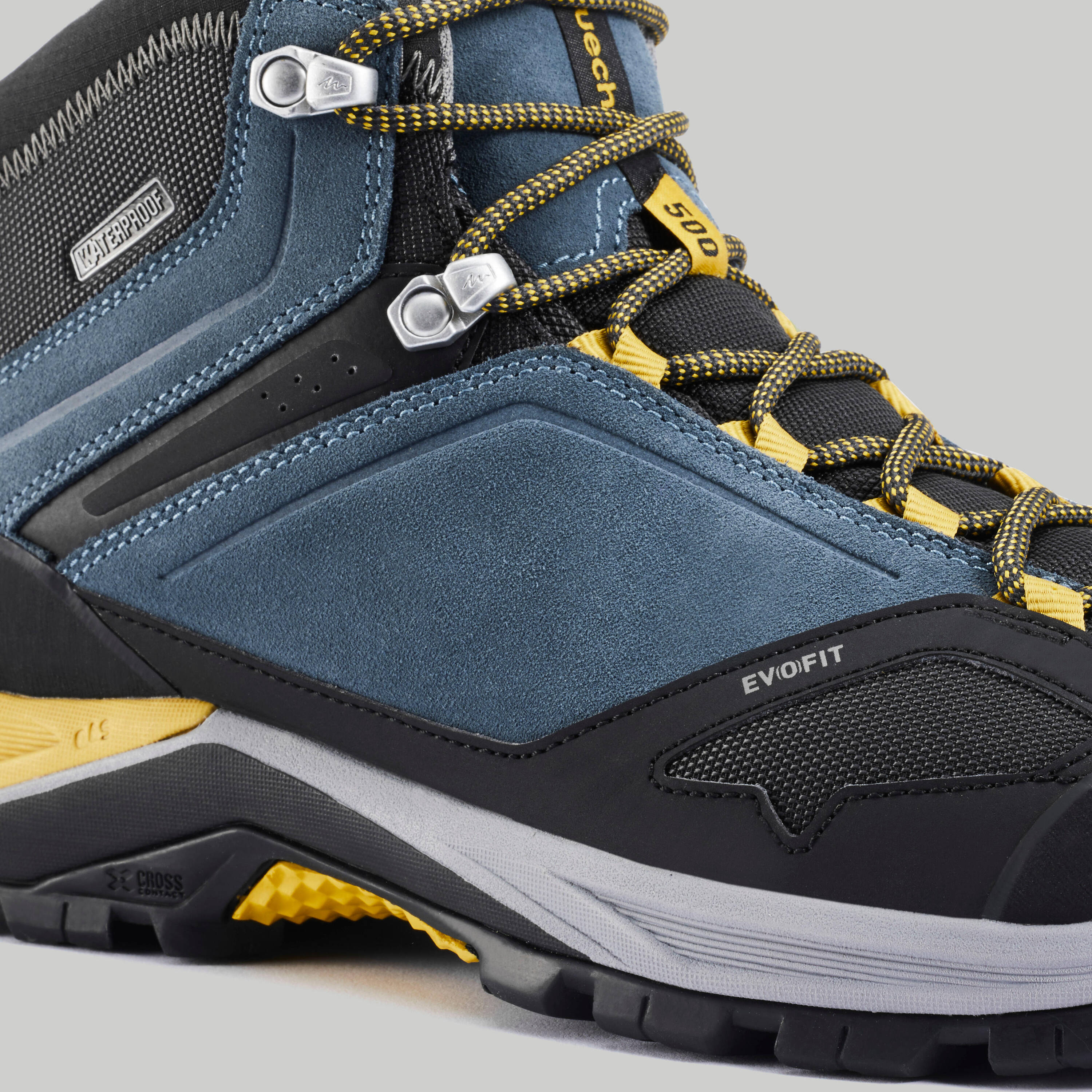 Men's Hiking Shoe WATERPROOF (Mid Ankle) MH500 - Blue/Yellow -  2
