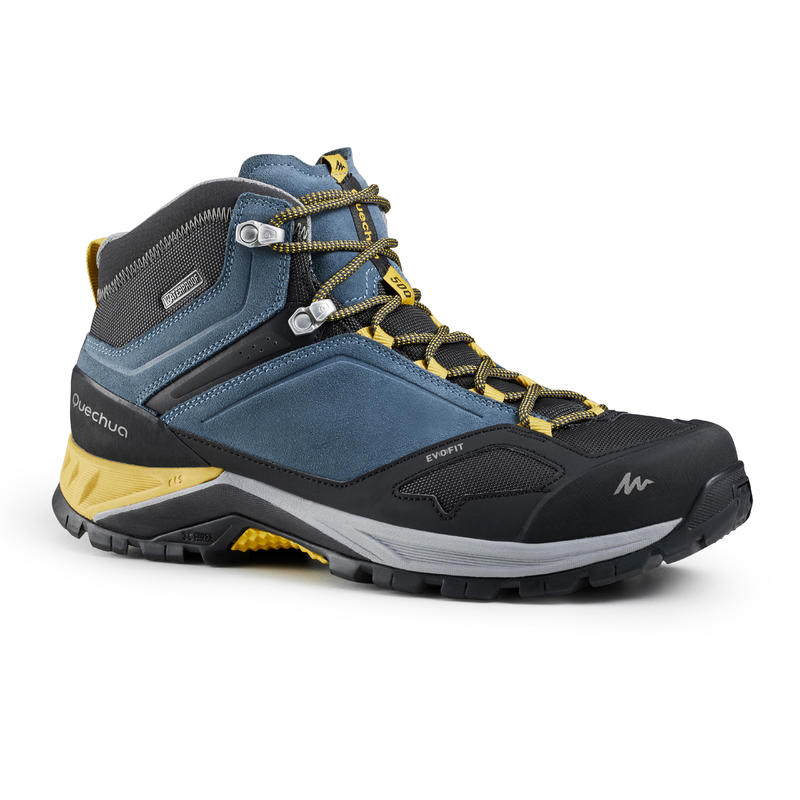 Chaussures imperméables de randonnée montagne - MH500 Mid Bleu/Jaune - Homme