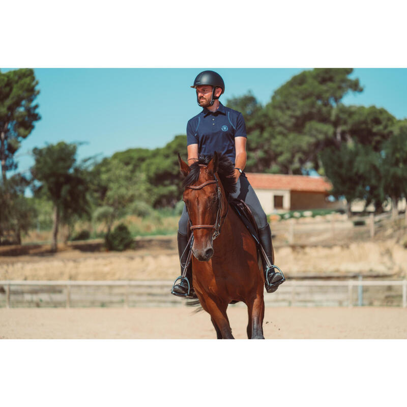 Polo equitación fouganza 500 MESH hombre azul marino manga corta