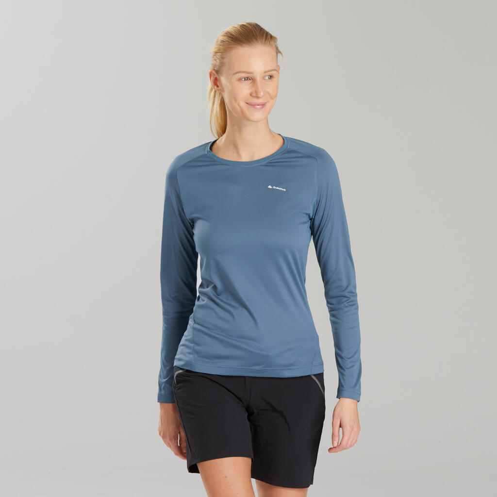 Wandershirt langarm Bergwandern MH550 Damen grau