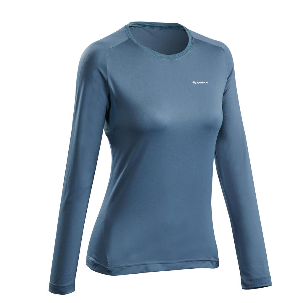 Wandershirt langarm Bergwandern MH550 Damen grau