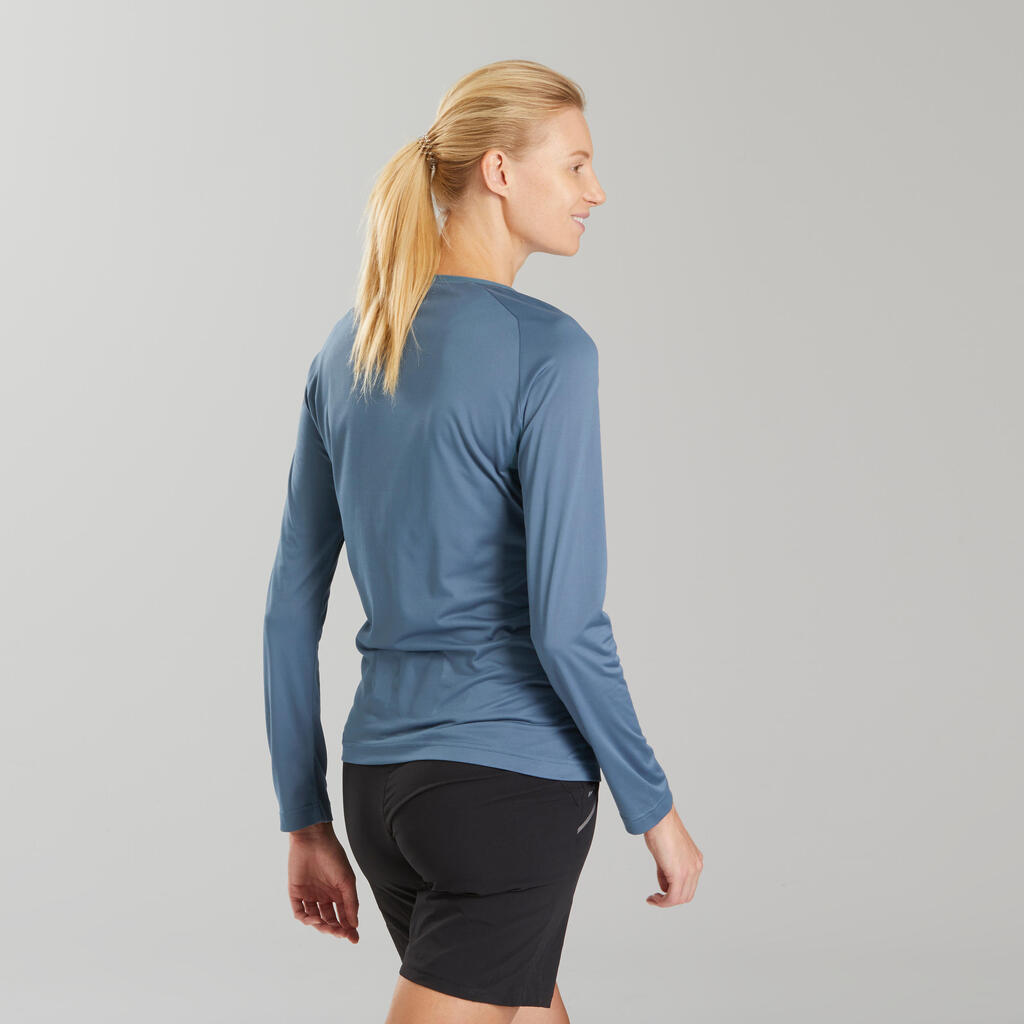 Wandershirt langarm Bergwandern MH550 Damen grau