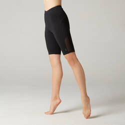 Women's Slim-Fit Cotton Fitness Cycling Shorts 520 Without Pockets - Black