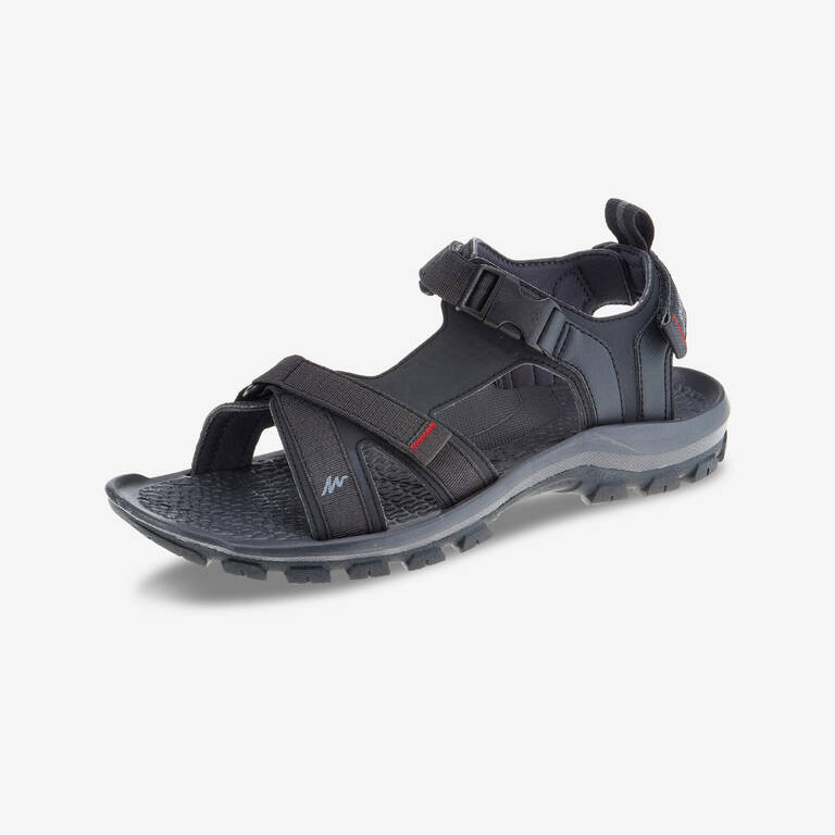Men Water Resistant Sports Sandals with Velcro & Buckled Strap Grey - NH500