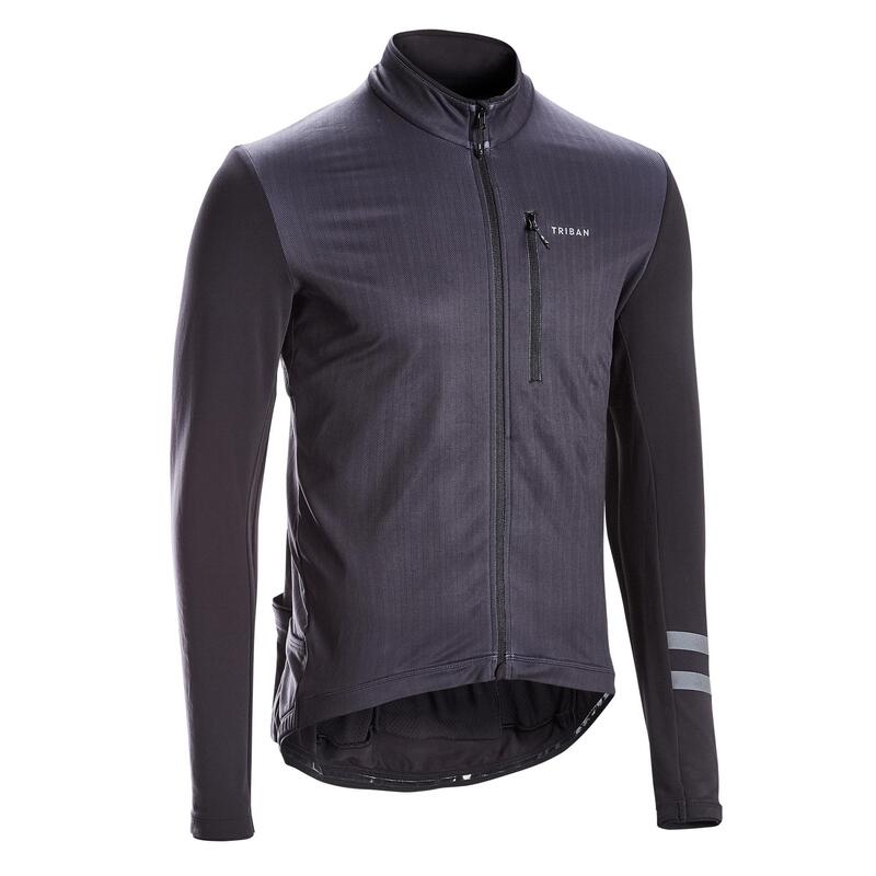 MAILLOT MANCHES LONGUES VELO ROUTE TRIBAN RC500 NOIR