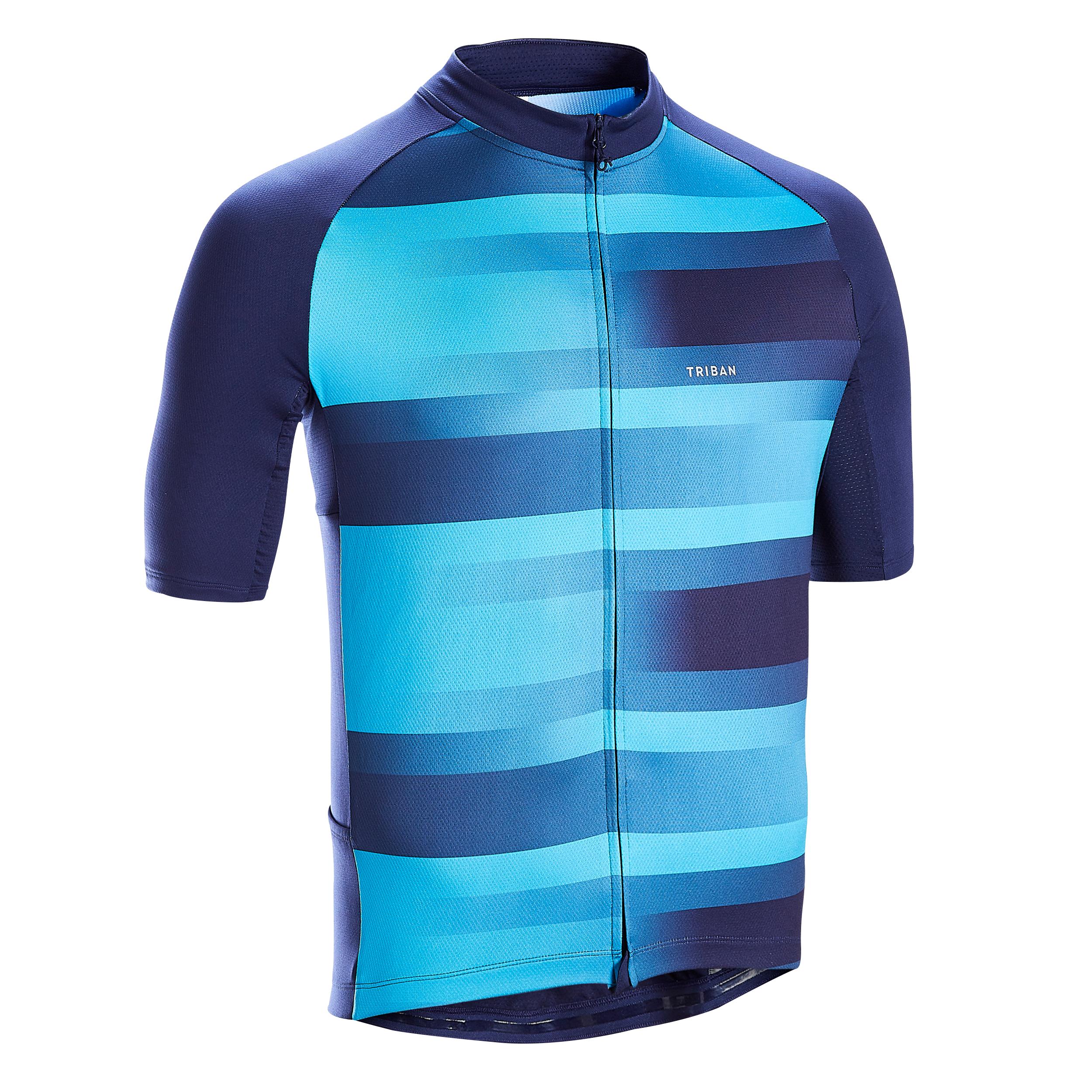 Buy Men's Short-Sleeved Warm Weather Road Cycling Jersey RC100 - Vib/Navy Online | Decathlon